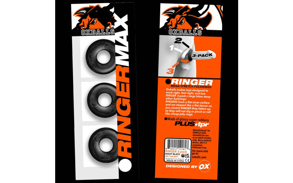 Ringer Max 3 Pc Cockring Set Black - ClubX